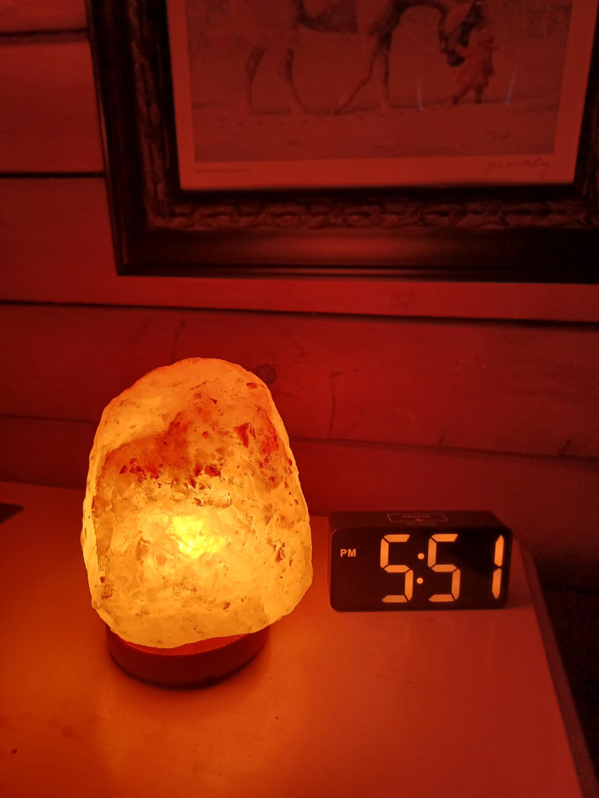 Himalayan Salt Lamp for Bedroom Large 6-8 Inch Pink Salt Rock Lamp with Dimmer, Wooden Base & Spare Bulbs | Calming Ambient Night Light | Thoughtful Wellness Gift for Women, Home, or Office customer photo 1