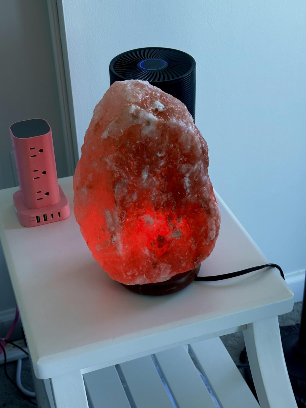 Himalayan Salt Lamp for Bedroom Large 6-8 Inch Pink Salt Rock Lamp with Dimmer, Wooden Base & Spare Bulbs | Calming Ambient Night Light | Thoughtful Wellness Gift for Women, Home, or Office customer photo 2