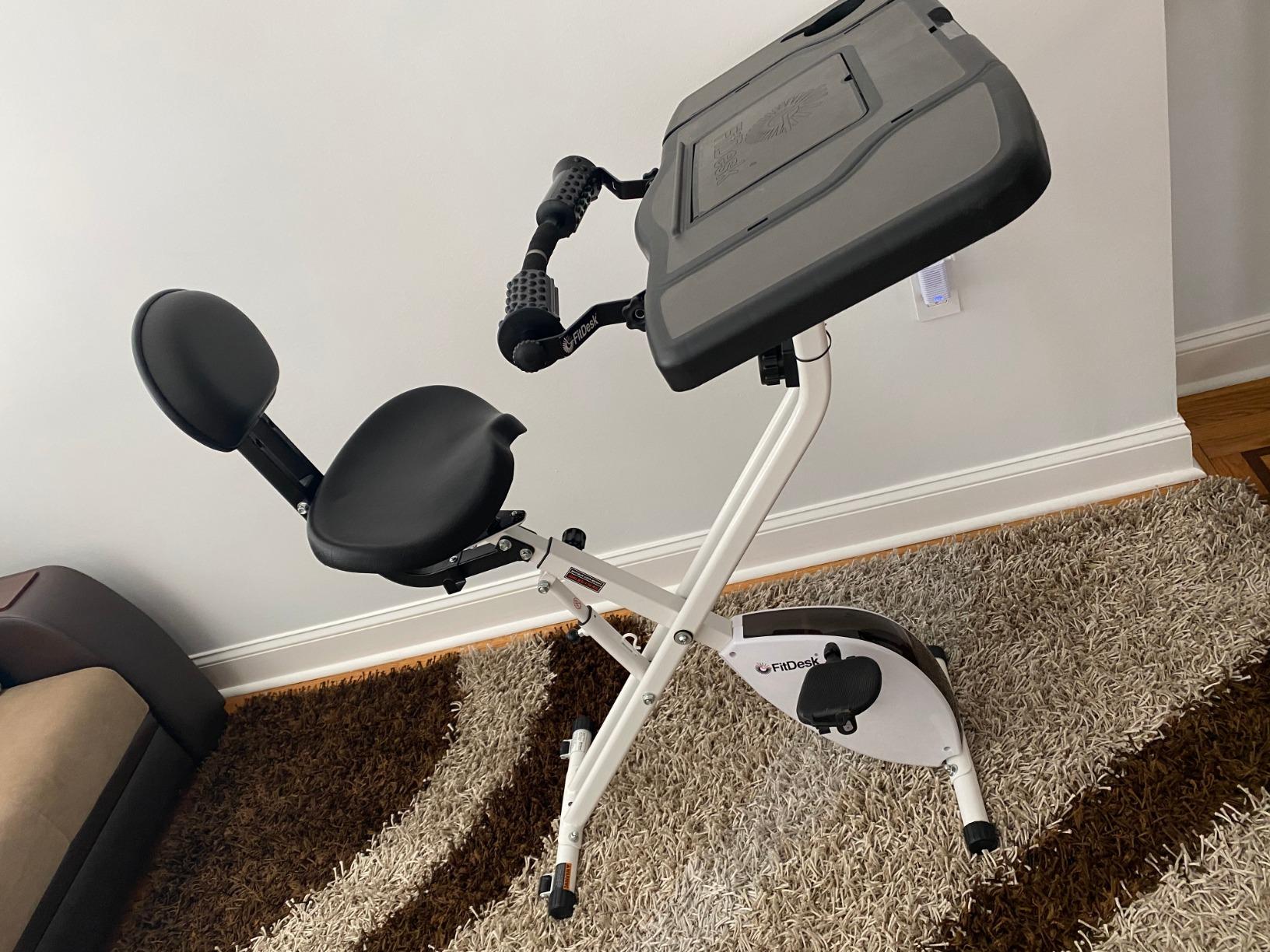 FitDesk Standing Exercise Bike Desk 3.0, Adjustable Height Indoor Cycling Trainer with Laptop Tray, Portable Stationary Fitness Desk for Home Office, Foldable Exercise Workstation, Supports 300 lbs customer photo 2