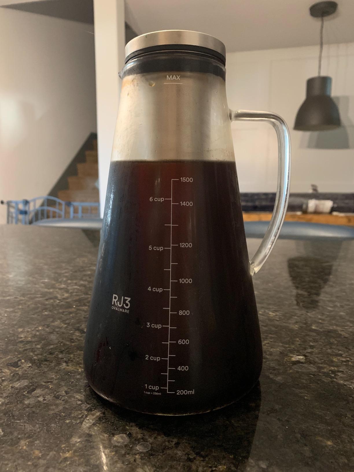 OVALWARE Airtight Cold Brew Coffee Maker with Tea Infuser & Spout 1.5L/51oz | Borosilicate Cold Brew Coffee & Iced Tea Maker with Removable Strainer & Spout | Ideal for Home Baristas & Tea Enthusiasts customer photo 1