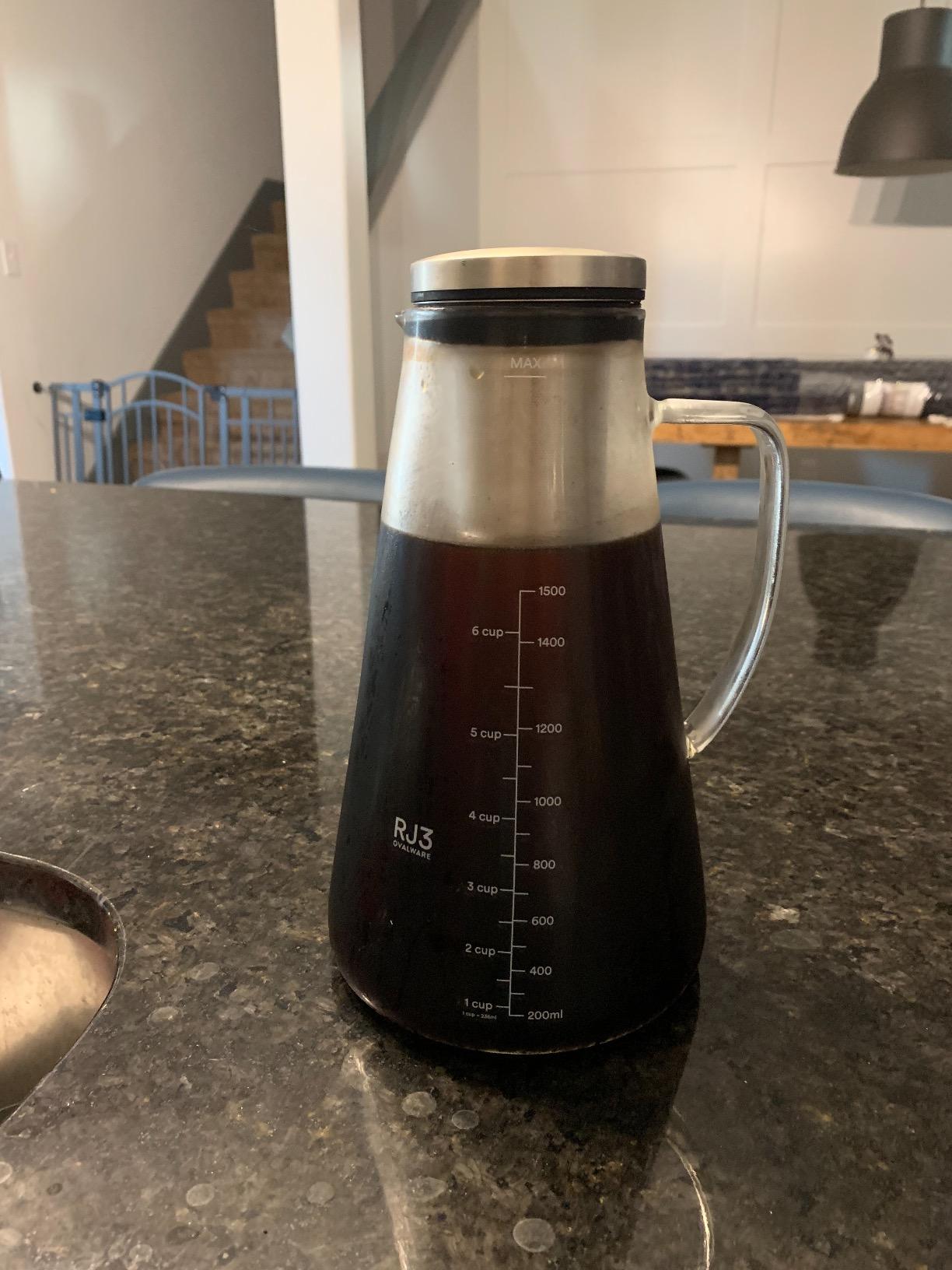 OVALWARE Airtight Cold Brew Coffee Maker with Tea Infuser & Spout 1.5L/51oz | Borosilicate Cold Brew Coffee & Iced Tea Maker with Removable Strainer & Spout | Ideal for Home Baristas & Tea Enthusiasts customer photo 2