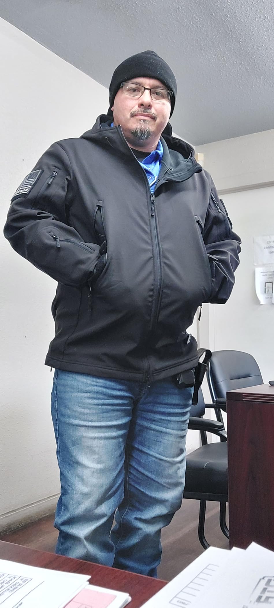 FREE SOLDIER Men's Hooded Waterproof Softshell Jacket | Windproof, Insulated, Breathable & Durable Fleece Lined Coat with Multi Pockets For Rain Hiking Work Casual in Fall & Winter customer photo 1
