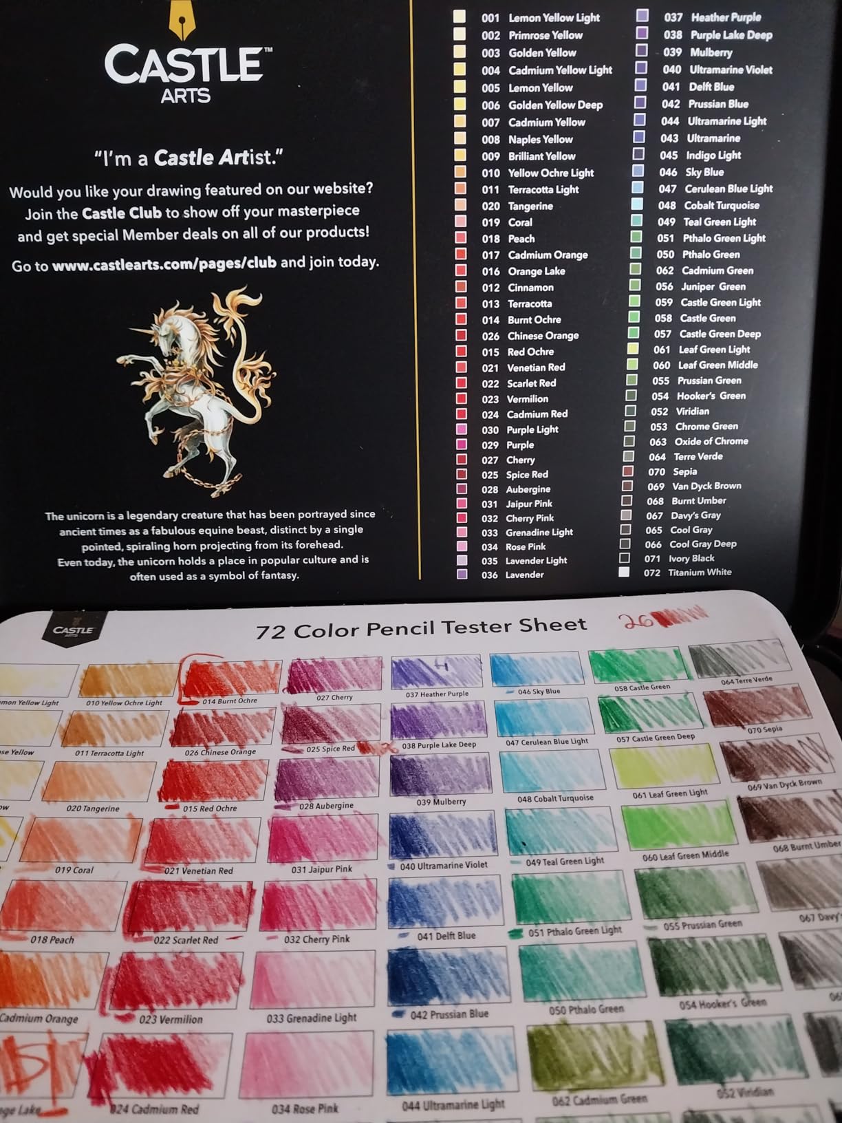 Castle Art Supplies 72 Colored Pencils for Adults - Soft Core Leads in Presentation Tin customer photo 1