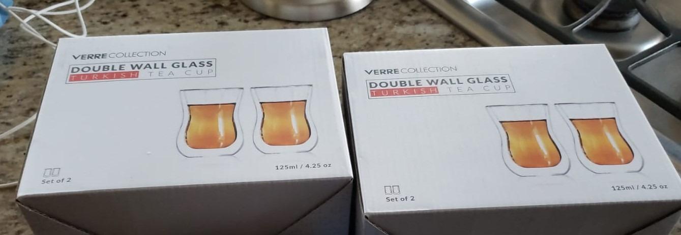 Verre Collection Turkish Tea Cups 4.25oz, Double Wall Glasses, Set of 2 | Lightweight Borosilicate Glass, Heat, Scratch & Break Resistant, Great for Turkish Coffee, Persian Tea, Everyday Gift Set customer photo 1