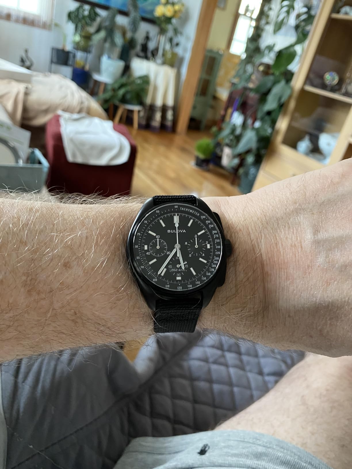 Bulova Men's Archive Series Lunar Pilot 6-Hand Chronograph Precisionist Black Ion-Plated Stainless Steel, Black NATO Strap and Sapphire Crystal Style: 98A186 customer photo 2