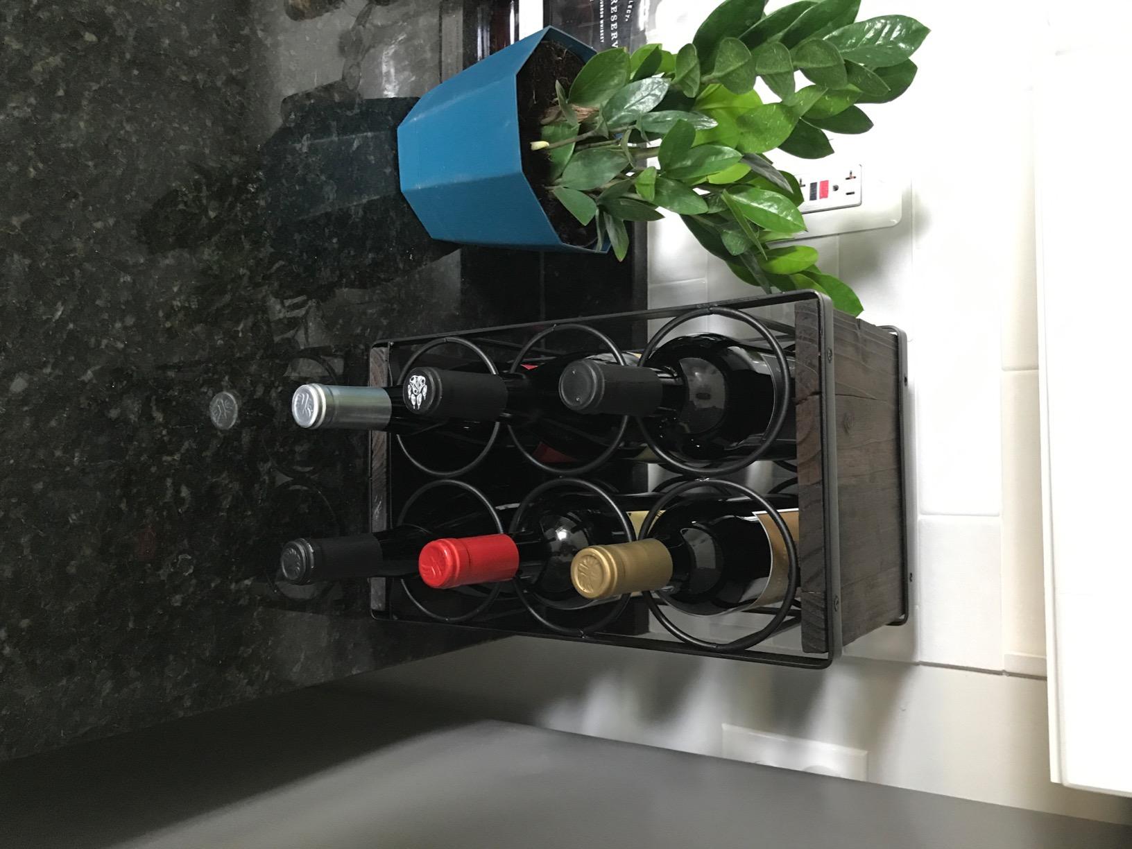 Rustic Wood Countertop Wine Rack 6 Bottles No Need Assembly Brown customer photo 2