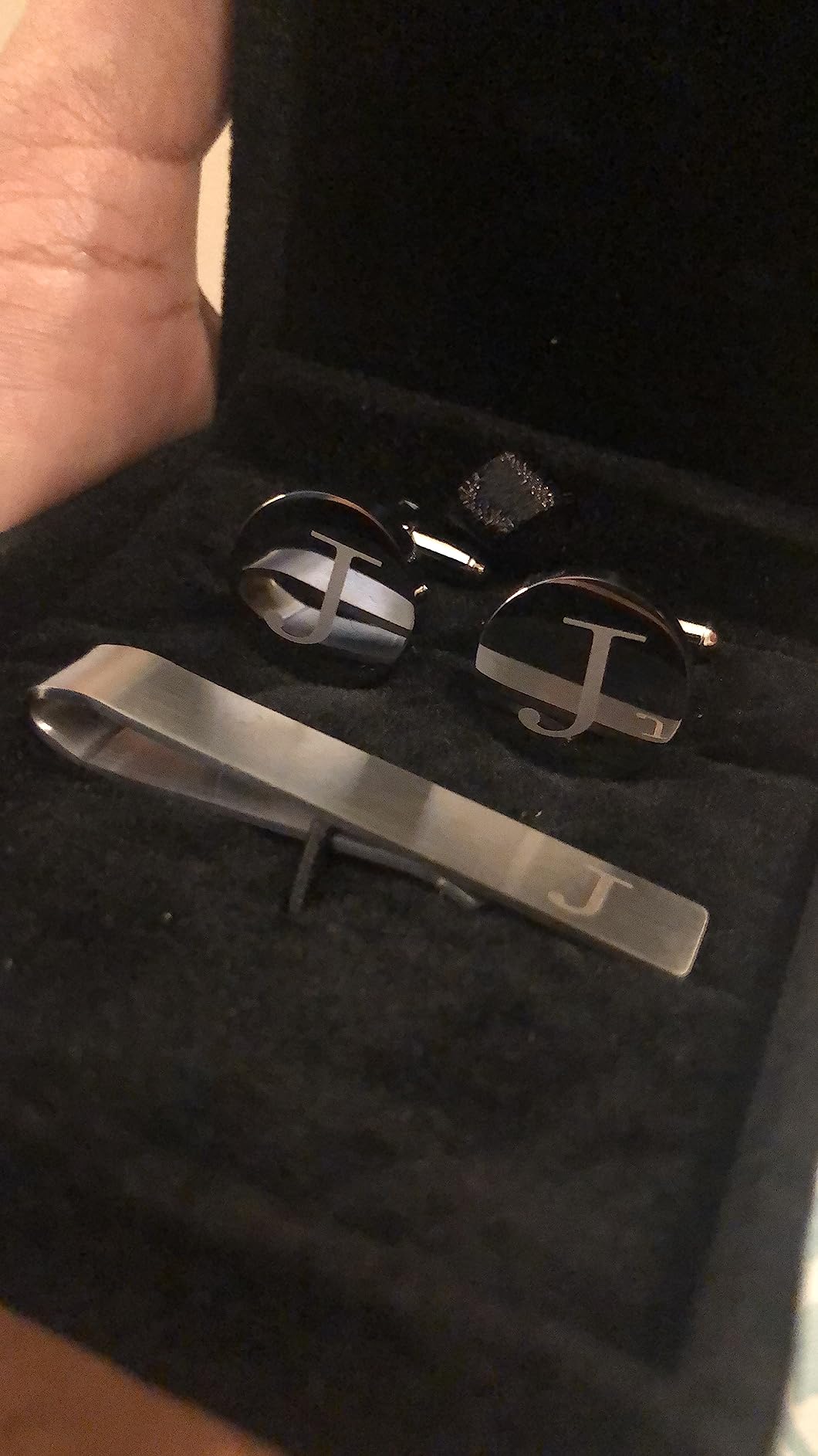 LOYALLOOK Initial Cuff Links Mens and Tie Clips for Men customer photo 2