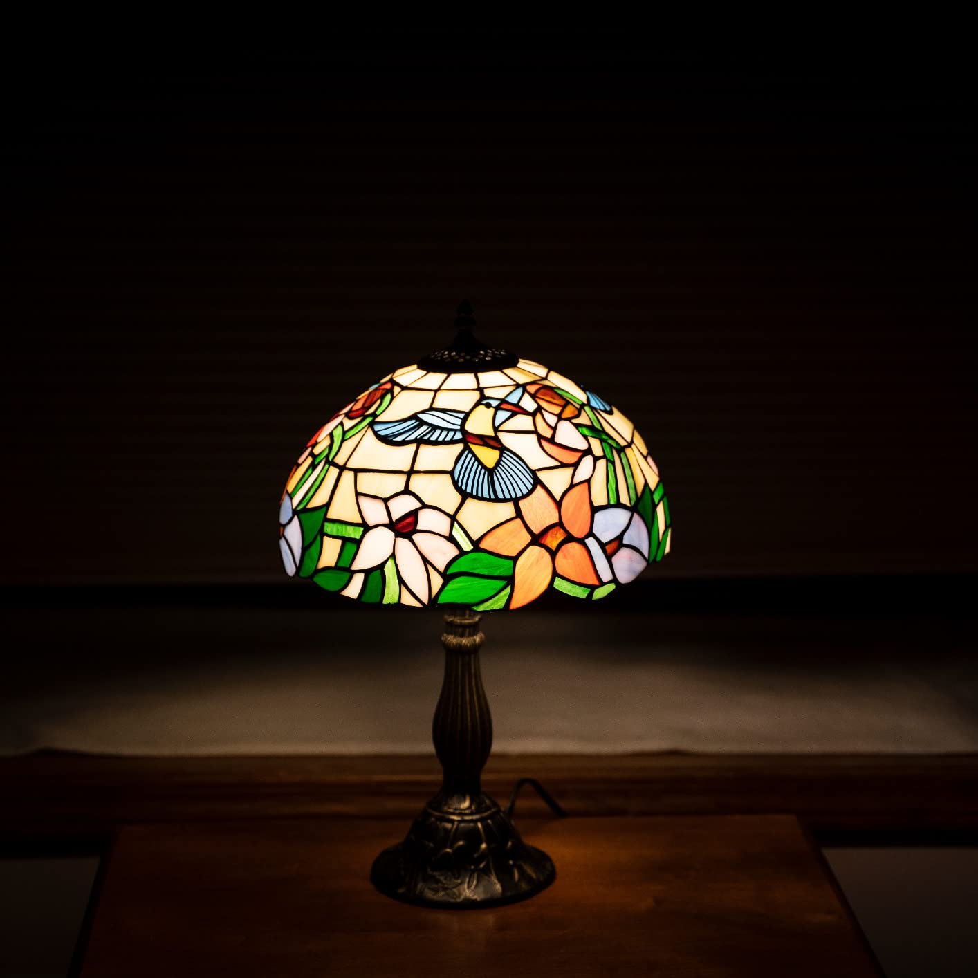 WERFACTORY Tiffany Lamp Stained Glass Lamp Hummingbird Bedside Table Lamp customer photo 1