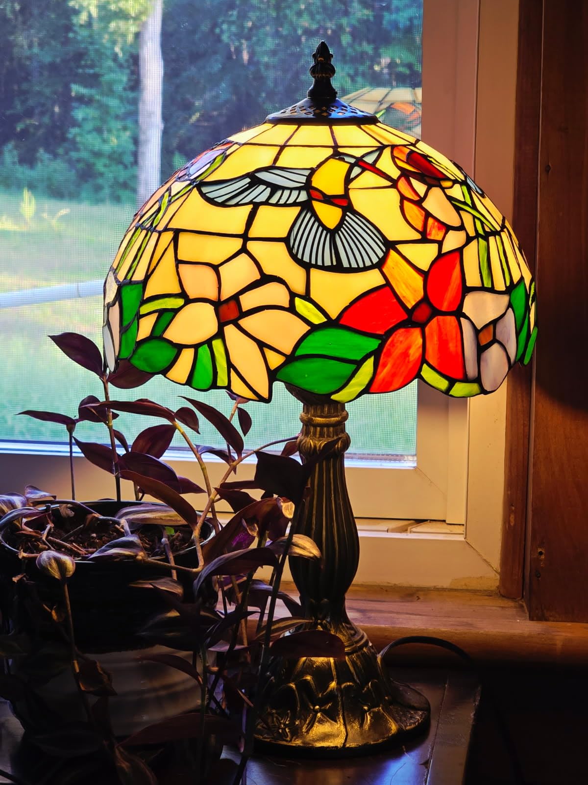 WERFACTORY Tiffany Lamp Stained Glass Lamp Hummingbird Bedside Table Lamp customer photo 2