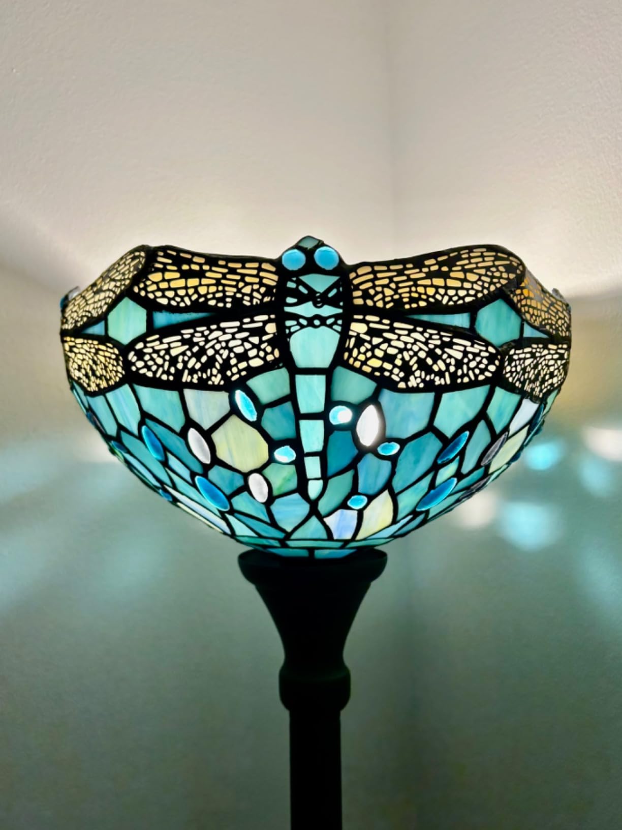 WERFACTORY Tiffany Floor Lamp Sea Blue Stained Glass Torchiere Pole Light customer photo 2