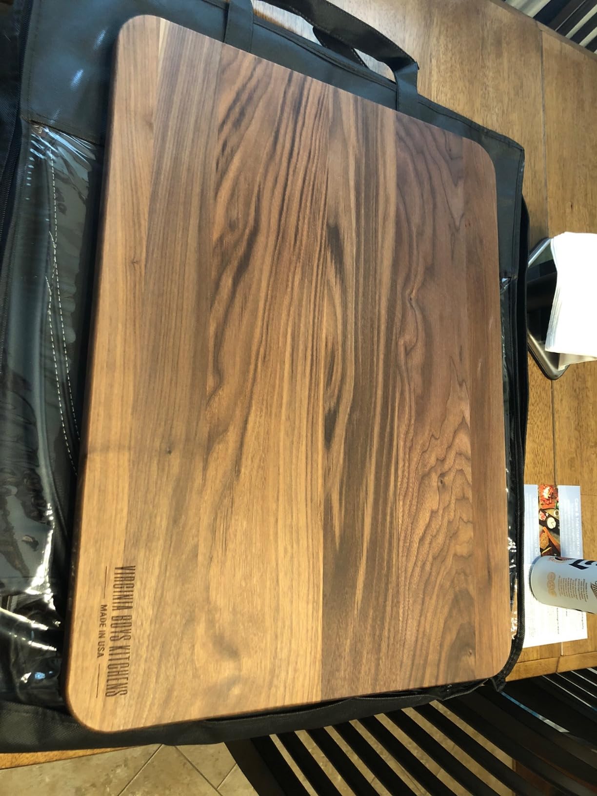 Made in USA Walnut Cutting Board by Virginia Boys Kitchens - Butcher Block made from Sustainable Hardwood (8x12) customer photo 1