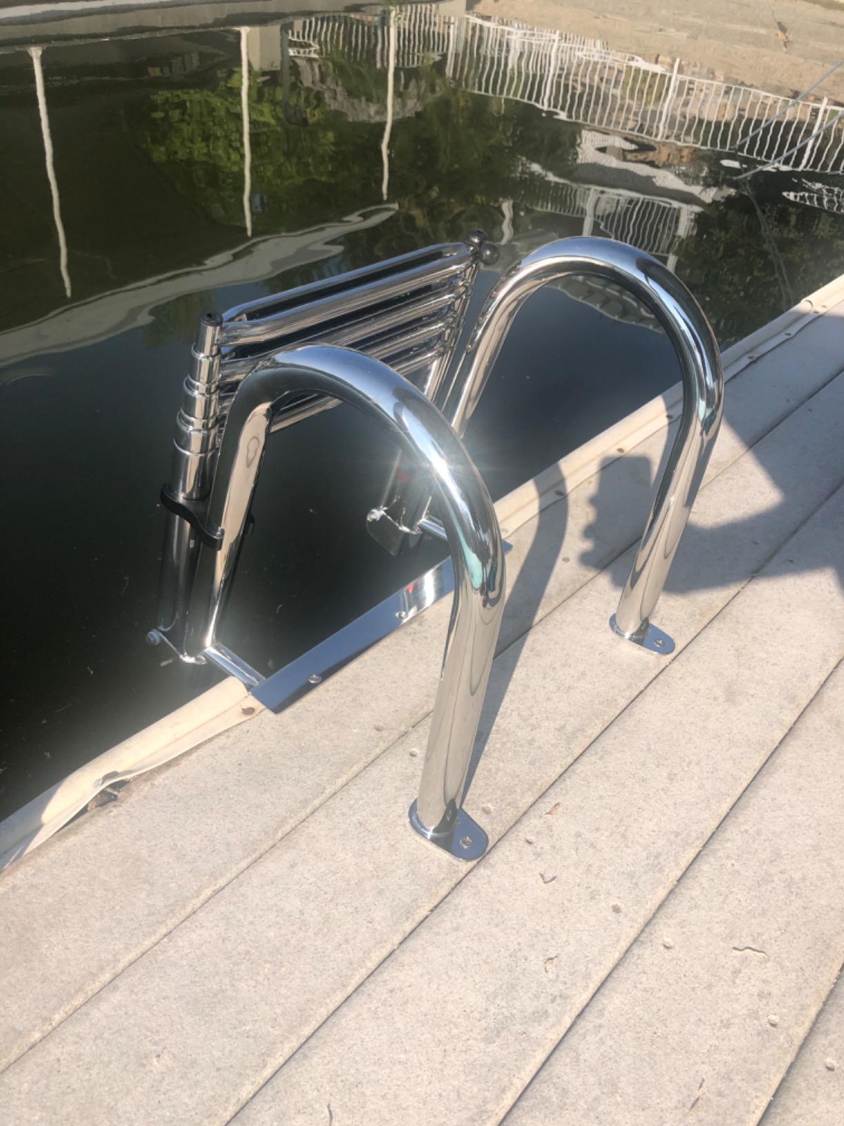 4-Step Pontoon Boat Ladder, 316 Stainless Steel Folding Telescoping Inboard Ladder with Hand Railing and Extra Wide Steps customer photo 1
