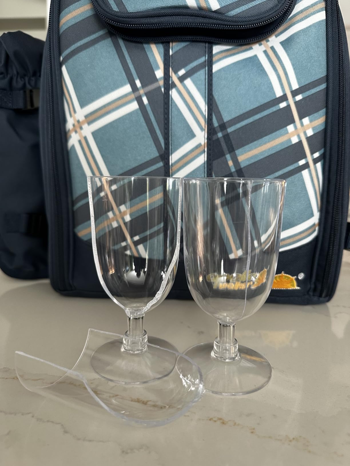 Picnic Backpack, 4-Person with Blanket & Wine, Family & Lovers Gift, Blue customer photo 1