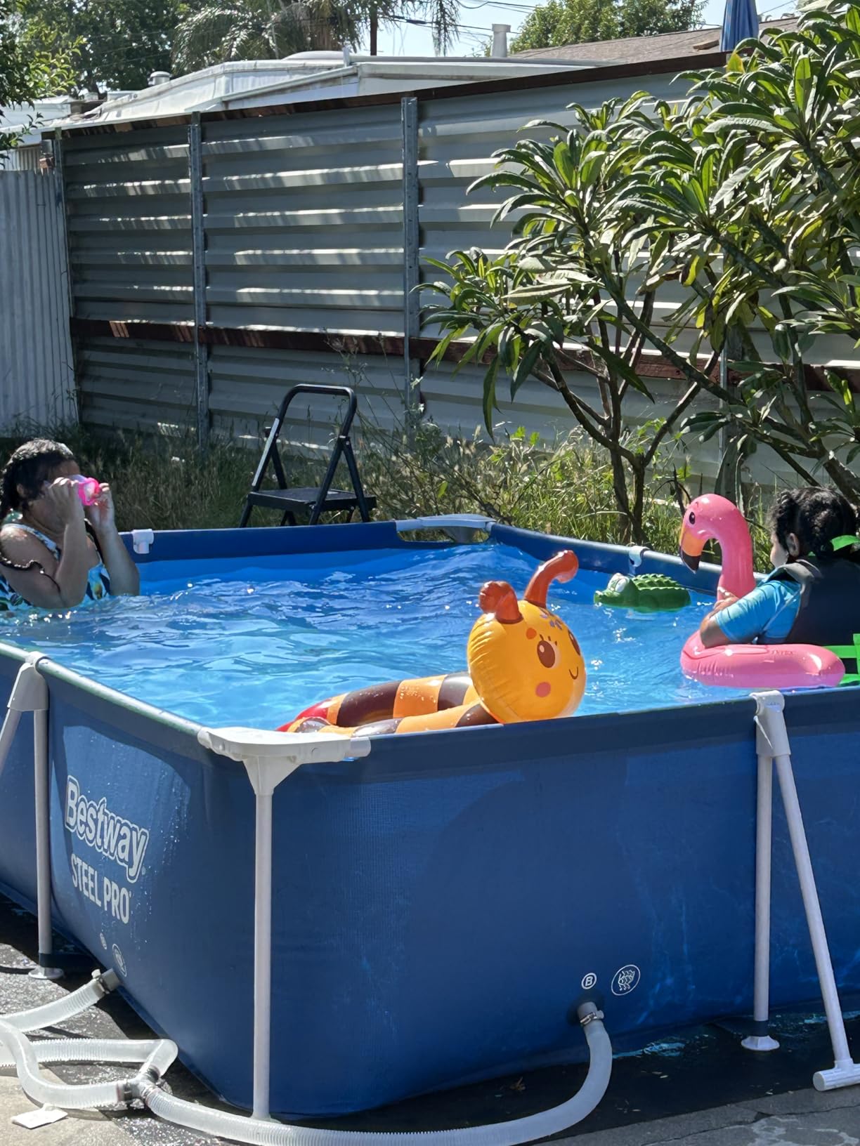 Bestway Steel Pro 87 Inch x 59 Inch x 17 Inch Rectangular Metal Frame Above Ground Outdoor Backyard Swimming Pool, Blue (Pool Only) customer photo 1
