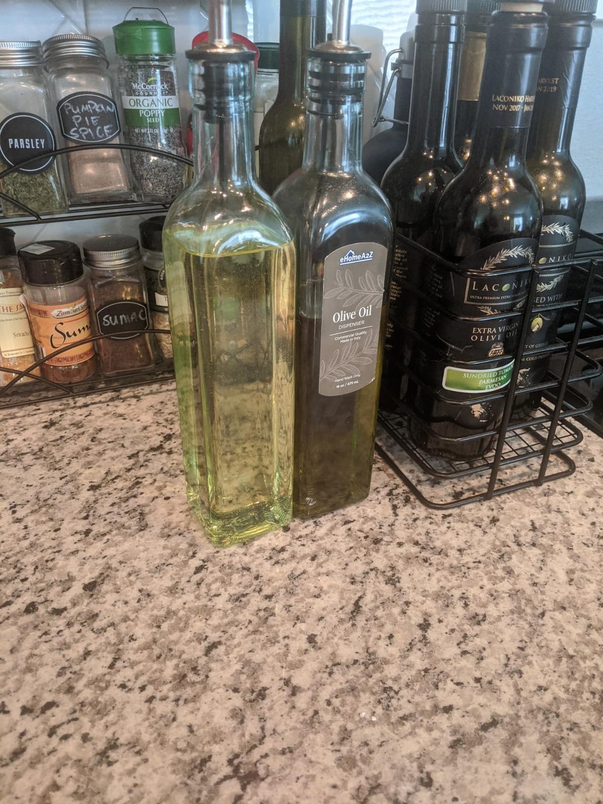 Olive Oil Dispenser Bottle - 16 oz, Made in Italy Glass Olive Oil and Vinegar Cruet with Stainless Steel Spout for Kitchen, Slight Green Tint (1, 473 ml) customer photo 2