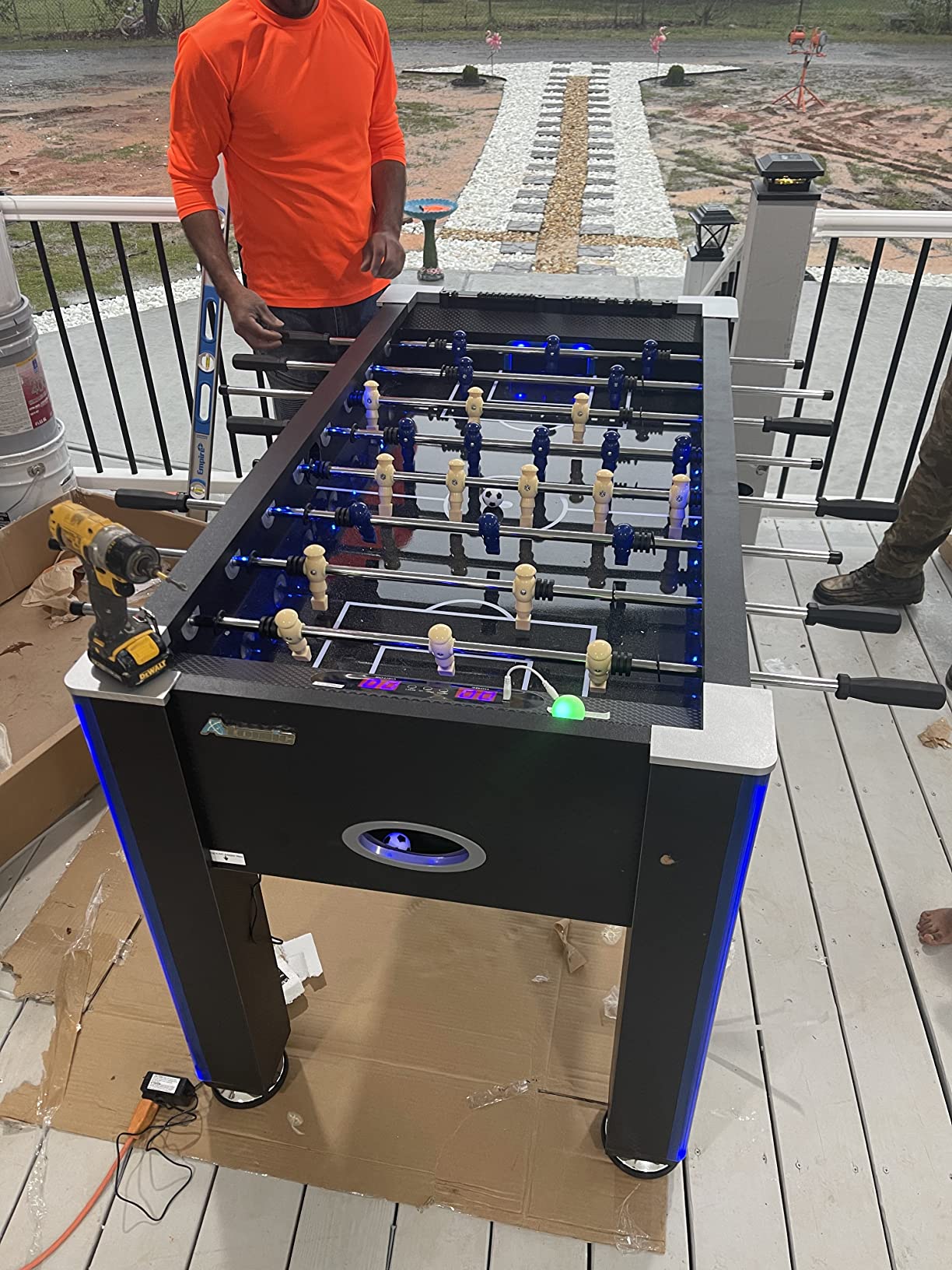 Atomic Azure LED Foosball Table – Light Up Arcade Style Table with In-Rail LED Lighting, Music, Electronic Scoring, Glow Foosball, 47” x 27” Playfield customer photo 2