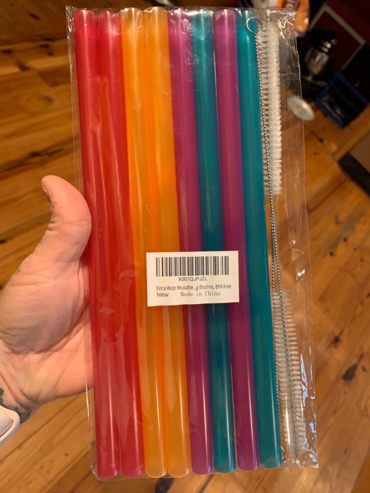 Extra Wide 0.51 inches Reusable Hard Smoothie Straws, Great for Bubble Tea, Boba Tea Milkshakes,10.25 Inches Long, 8 Pieces Jumbo Eco-Friendly Plastic Straws 2 Cleaning Brushes 1 Storage Bag BPA Free customer photo 1