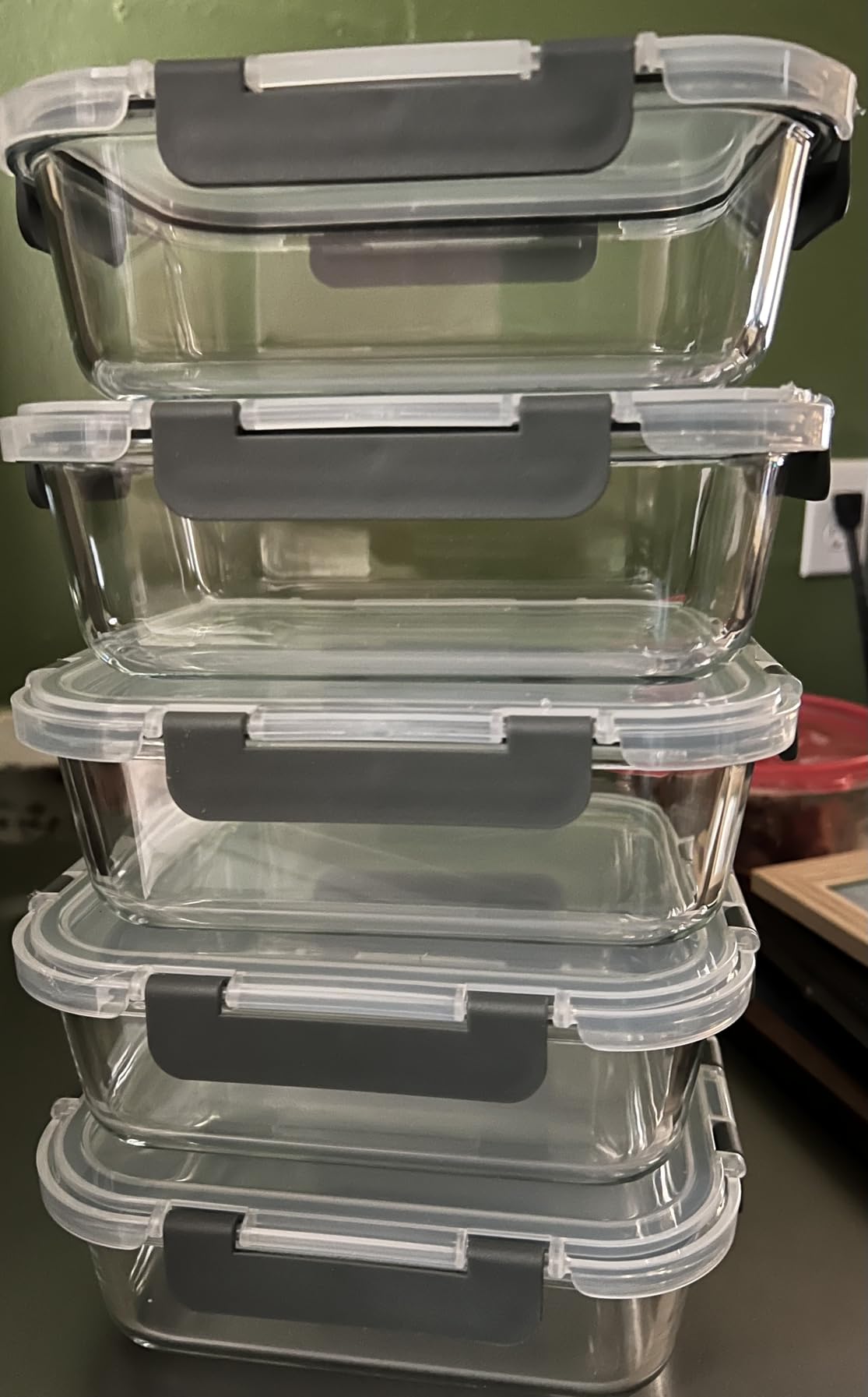 M MCIRCO 5 Pack 36 oz Glass Food Storage Containers with Lids,4.5 Cups,Gray customer photo 2