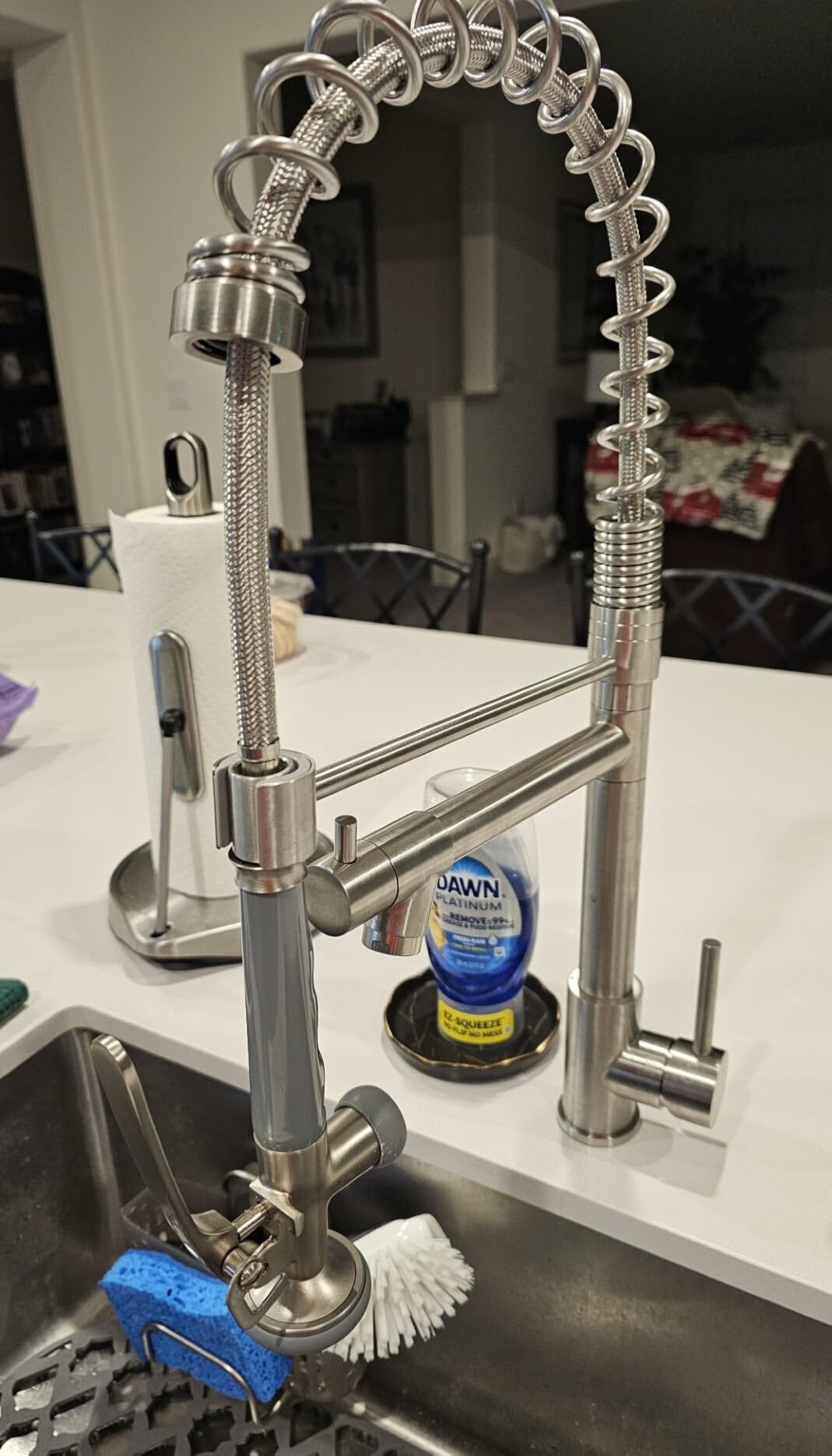 Fapully Commercial Pull Down Kitchen Sink Faucet with Sprayer Brushed Nickel customer photo 2