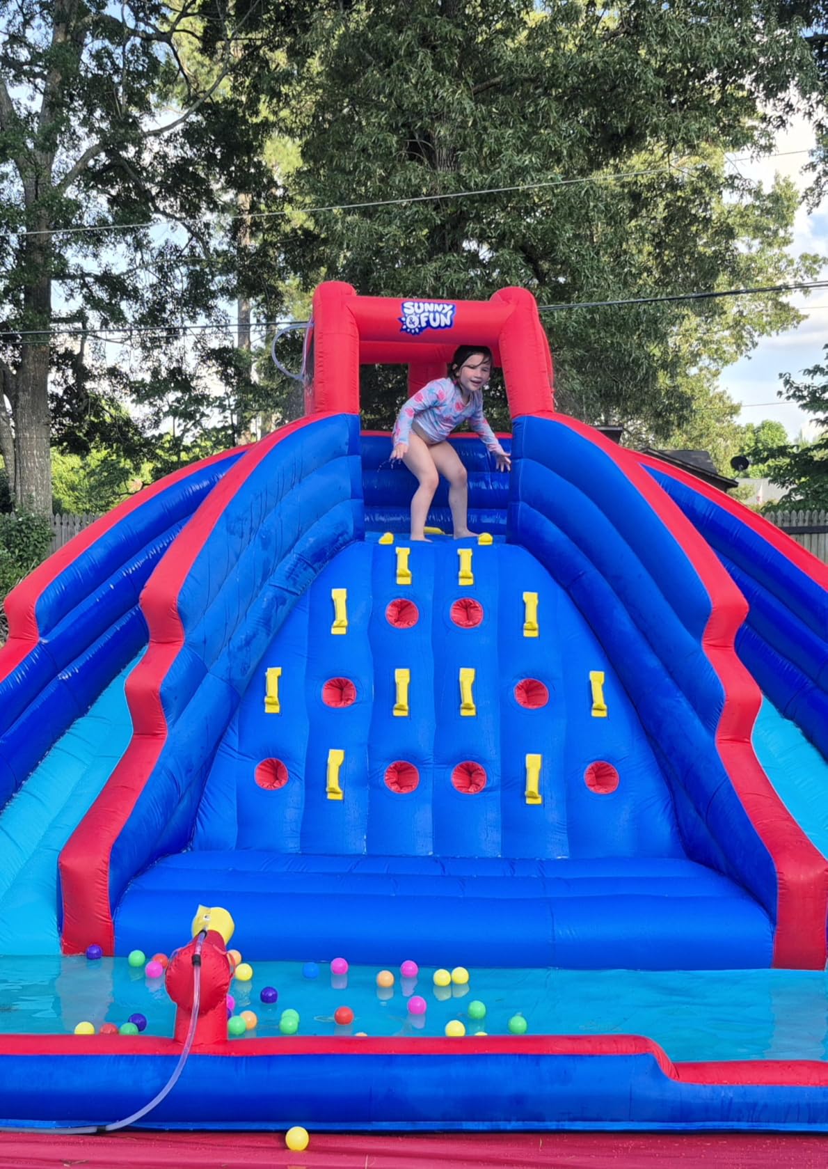 SUNNY & FUN Ultra Climber Inflatable Water Slide Park with Two Slides | Heavy-Duty Oxford Blow-Up Water Park for Kids Backyard | Climbing Wall, Splash Pool, Air Blower & Bag | Easy Setup & Drainage customer photo 2