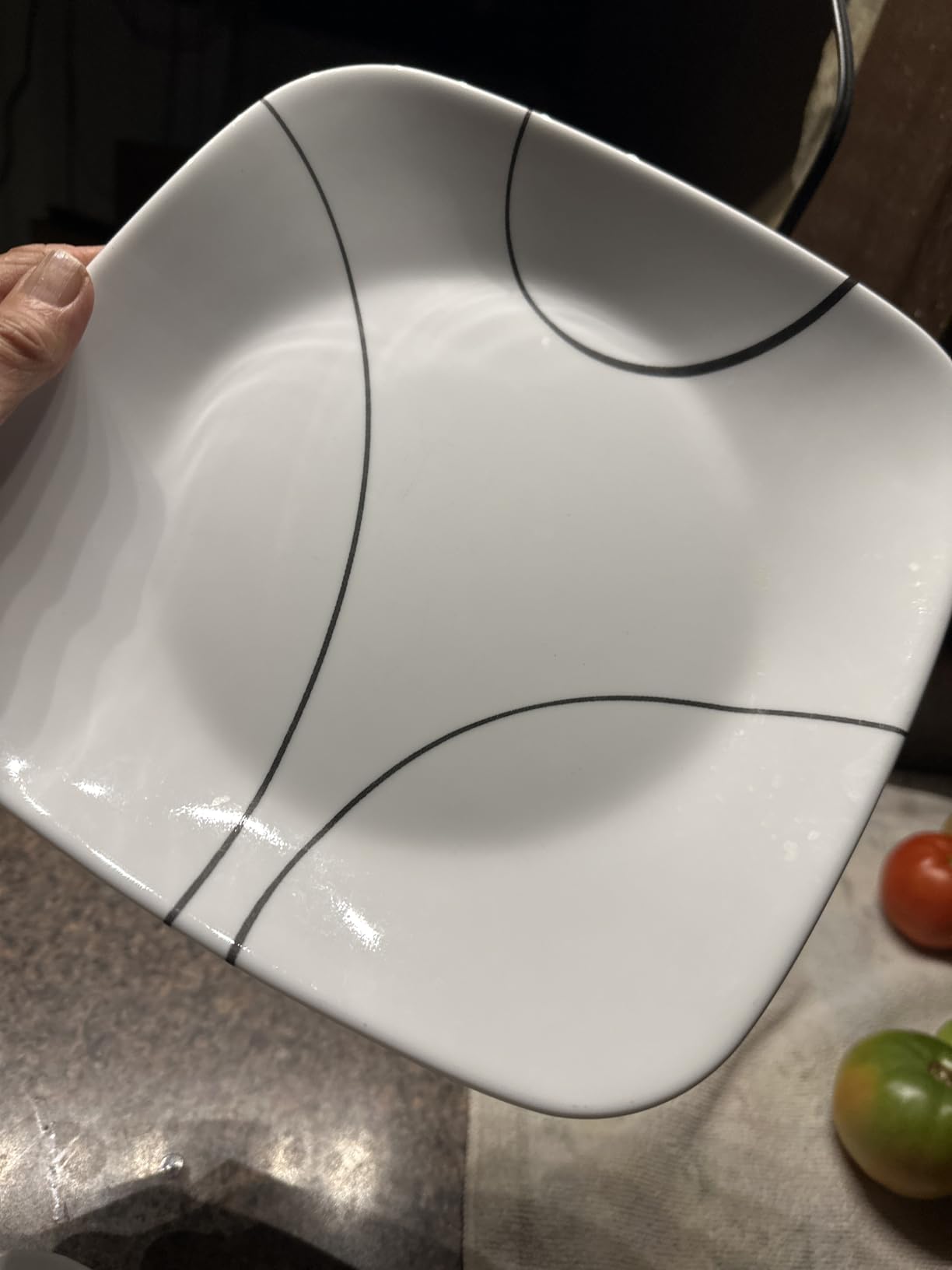 Corelle Vitrelle 18-Piece Service for 6 Dinnerware Set Triple Layer Glass and Chip Resistant, Lightweight Square Plates and Bowls Set, Timber Shadows customer photo 1