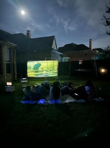100 Inch Projector Screen with Stand, Movie Projector Screen Indoor/Outdoor Front/Rear 16:9 4K HD with Carry Bag, Movie Screen for Home, Backyard, Camping Theater customer photo 2