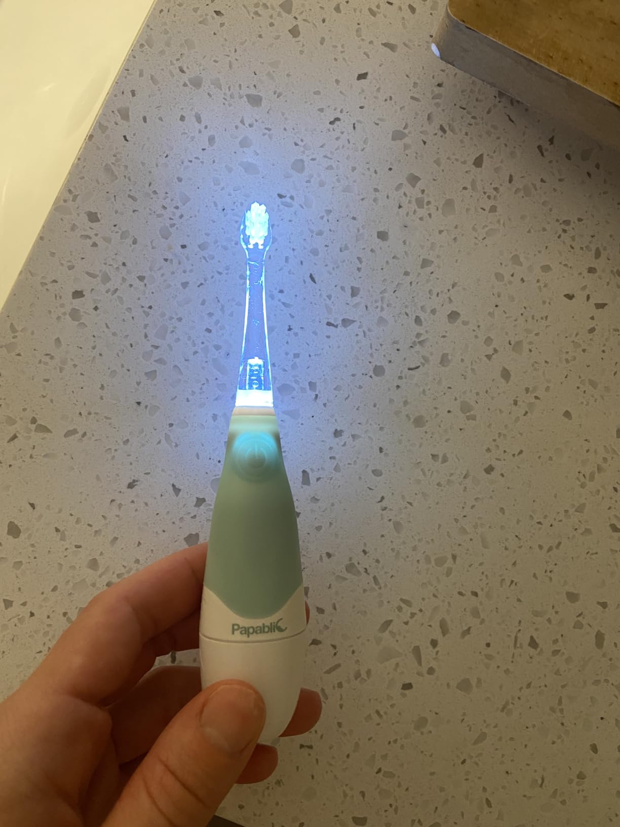 Papablic Baby Sonic Electric Toothbrush for Aged 0-3 Toddler, Blue customer photo 1