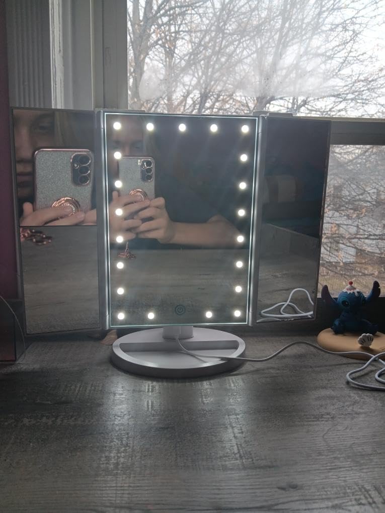 FASCINATE Trifold Vanity Mirror with Lights, Make up Mirror with Lighting customer photo 1