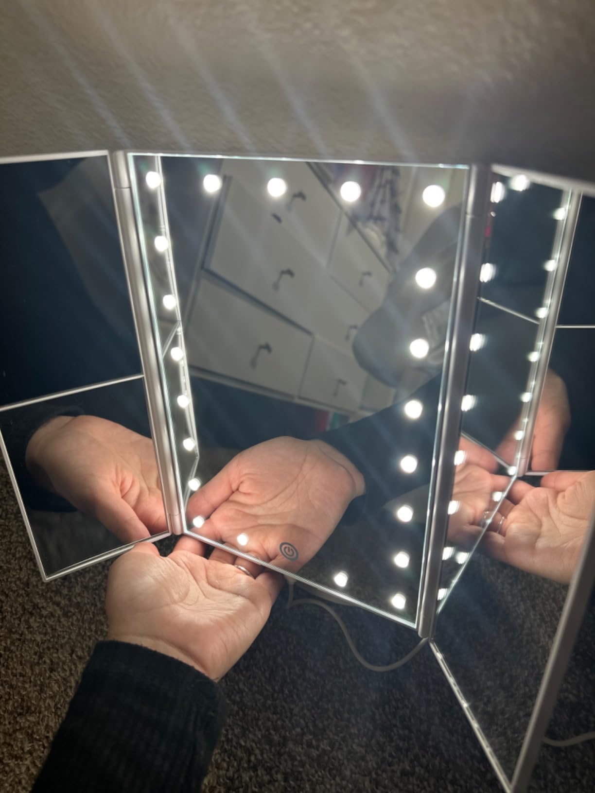 FASCINATE Trifold Vanity Mirror with Lights, Make up Mirror with Lighting customer photo 2