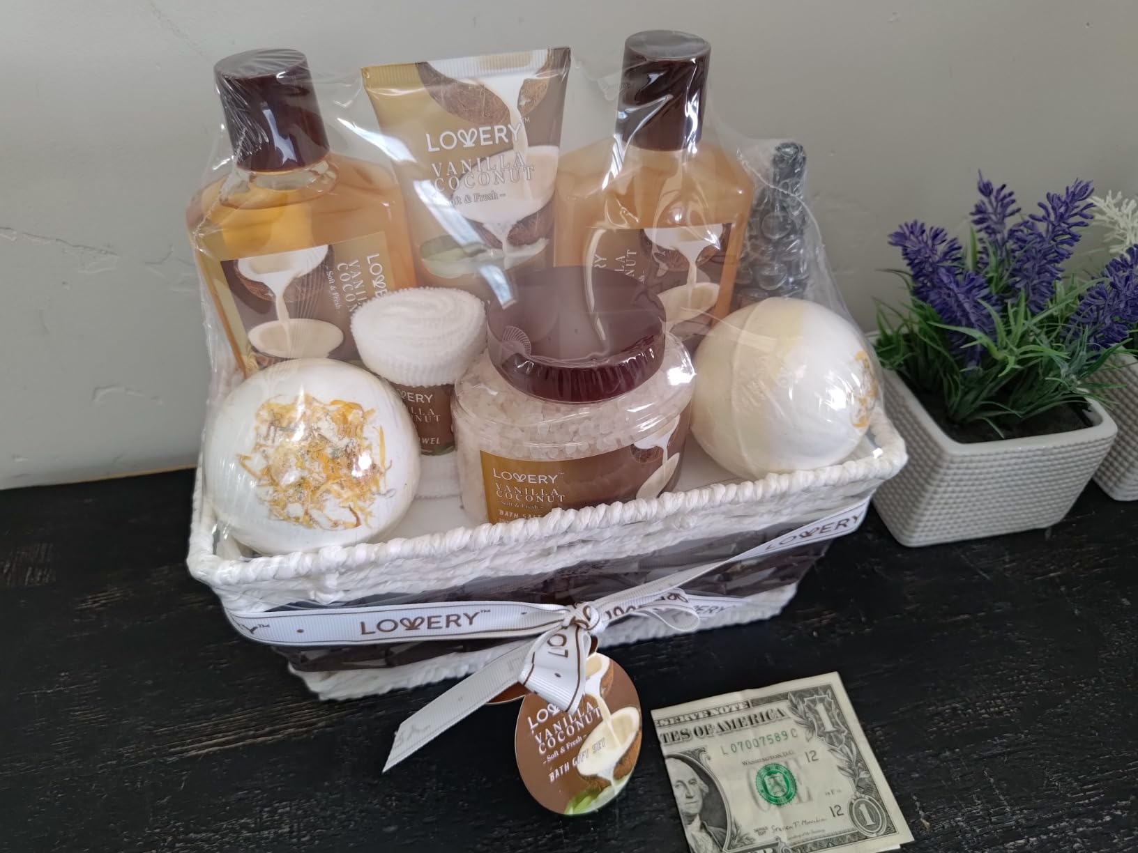 Gifts For Women Gift Basket for Women– 9 Piece Set of Vanilla Coconut Home Spa Set, Luxurious Gifts for Her, Bath and Body Sets Includes Fragrant Lotions, Large Bath Bombs, Coconut Oil customer photo 2