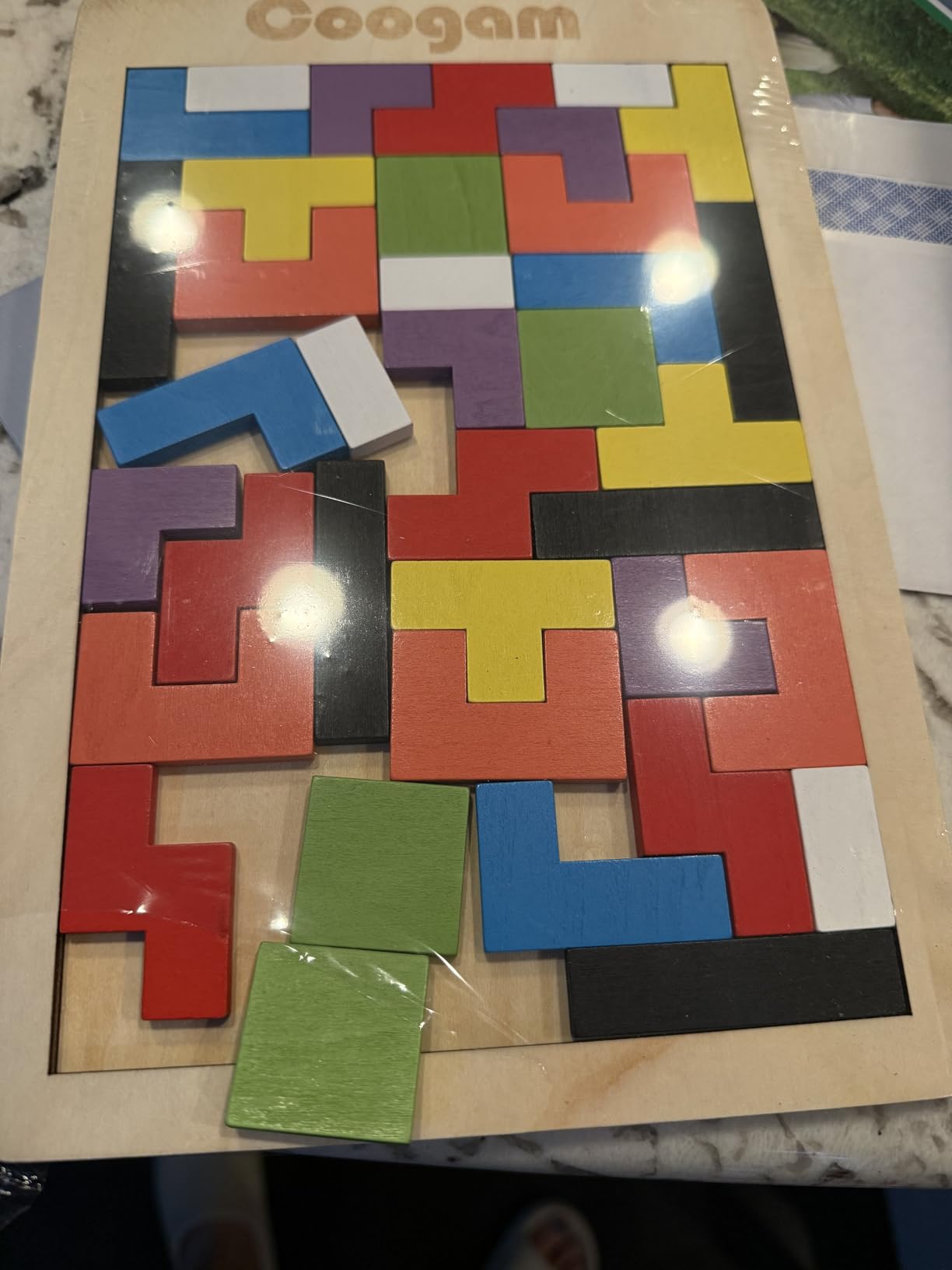 Coogam Wooden Blocks Puzzle Brain Teasers Toy Tangram Jigsaw Intelligence Colorful 3D Russian Blocks Game STEM Montessori Educational Gift for Kids (40 Pcs) customer photo 2