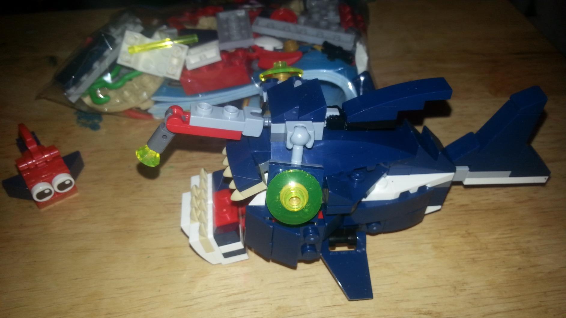 LEGO Creator 3 in 1 Deep Sea Creatures, Transforms from Shark and Crab to Squid to Angler Fish, Sea Animal Toys, Gifts for 7 Plus Year Old Girls and Boys, 31088 customer photo 1