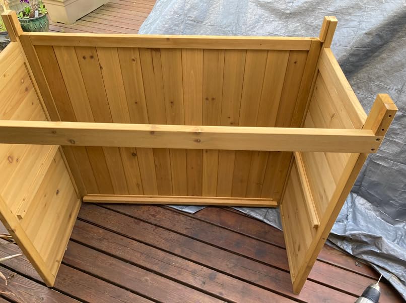 GDLF Outdoor Storage Cabinet with Work Bench, Garden Potting Table, Natural | 38.2