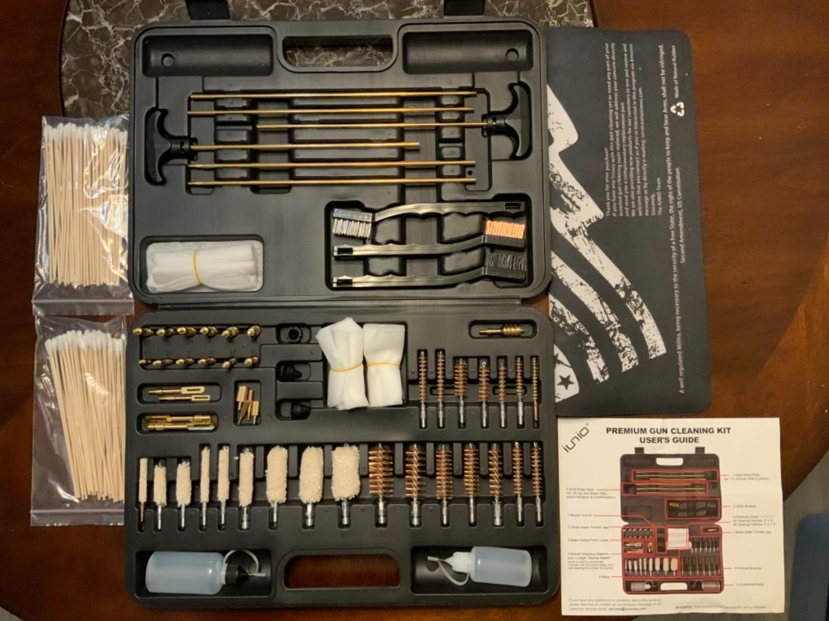 iunio Universal Gun Cleaning Kit, with Mat and Case, Full Brass Jags, Rods and Adapters, for All Guns, Rifle, Shotgun, Handgun, Pistol, Hunting, Shooting, All Caliber customer photo 1