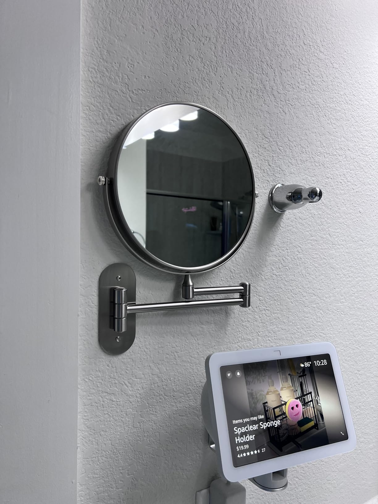 DECLUTTR 8 Inch Wall Mounted Magnifying Mirror with 10x Magnification, Double Sided Vanity Makeup Mirror for Bathroom, Chrome Finished customer photo 1