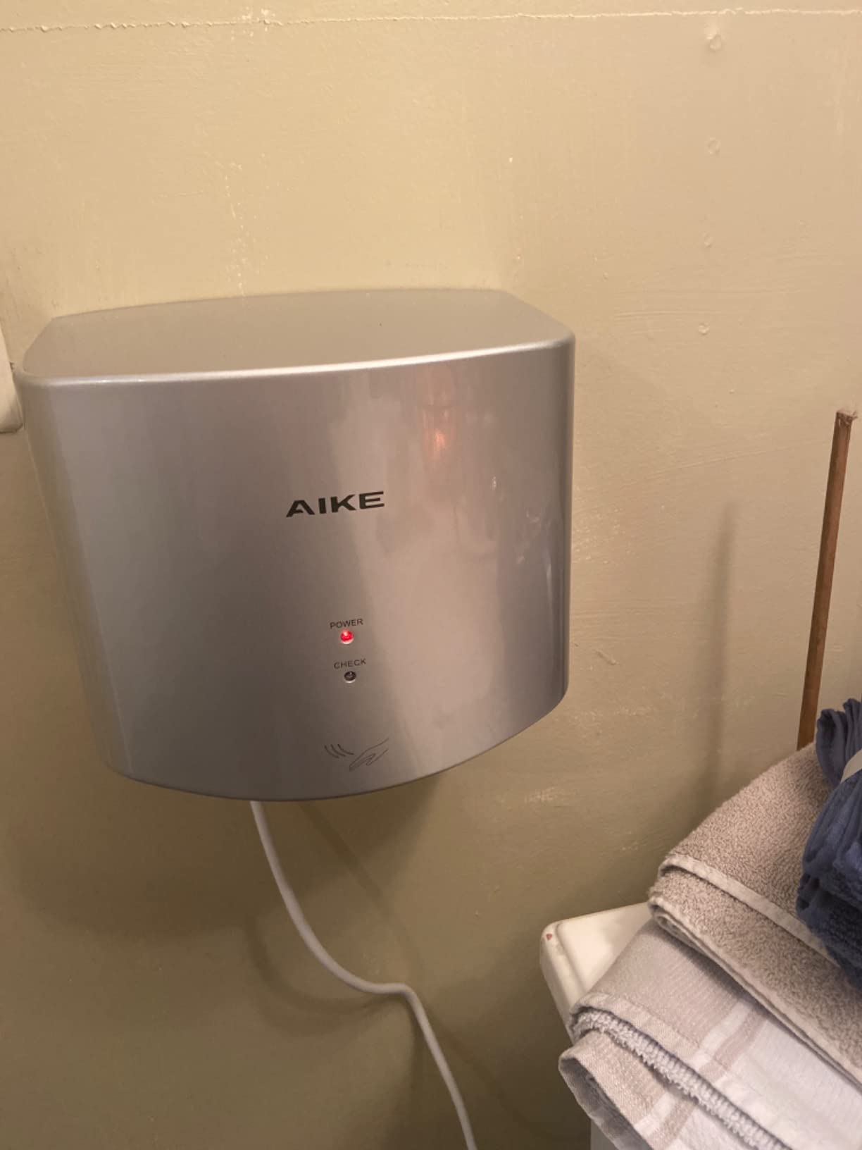 AIKE Air Wiper Compact Hand Dryer for Bathrooms, 110V Model AK2630S Silver customer photo 2