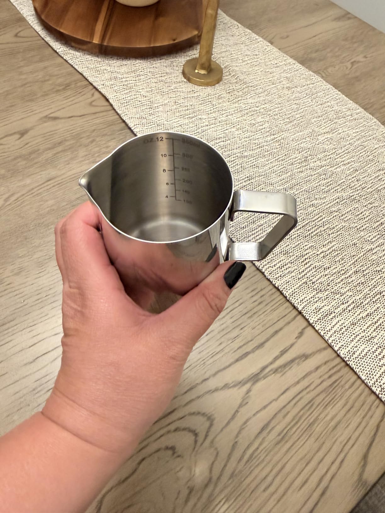 Milk Frothing Pitcher, 8.5oz/12oz/20oz/32oz/50oz/66oz Milk Frother Cup Stainless Steel, Espresso Accessories, Milk Steaming Pitchers Coffee Cappuccino Latte Art Barista Milk Jug Cup with Art Pen,12oz customer photo 1