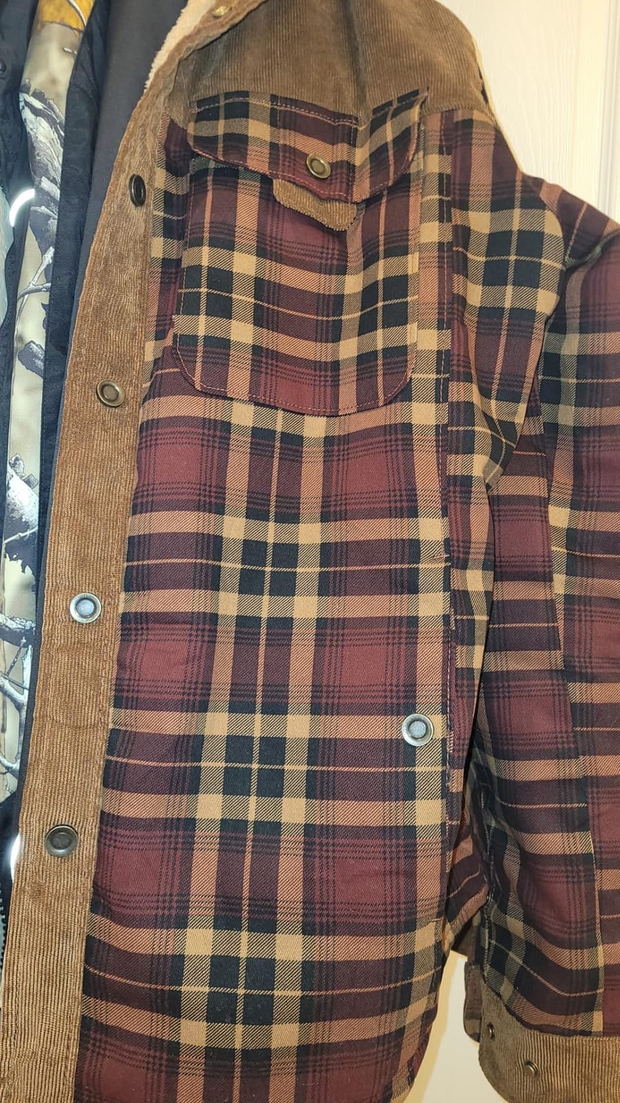 Flygo Men's Sherpa Lined Plaid Flannel Shirt Jacket Snap Button Warm Winter Jacket with Pockets customer photo 2