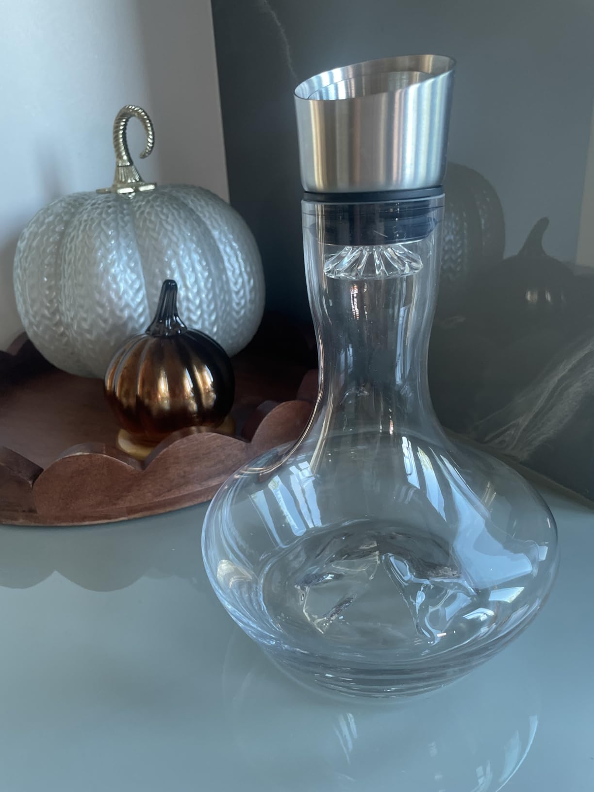 YouYah Iceberg Wine Decanter Set with Aerator Filter,Drying Stand and Cleaning Beads,Red Wine Carafe,Wine Aerator,Wine Gift,100% Hand Blown Lead-free Crystal Glass (1400ML) customer photo 2