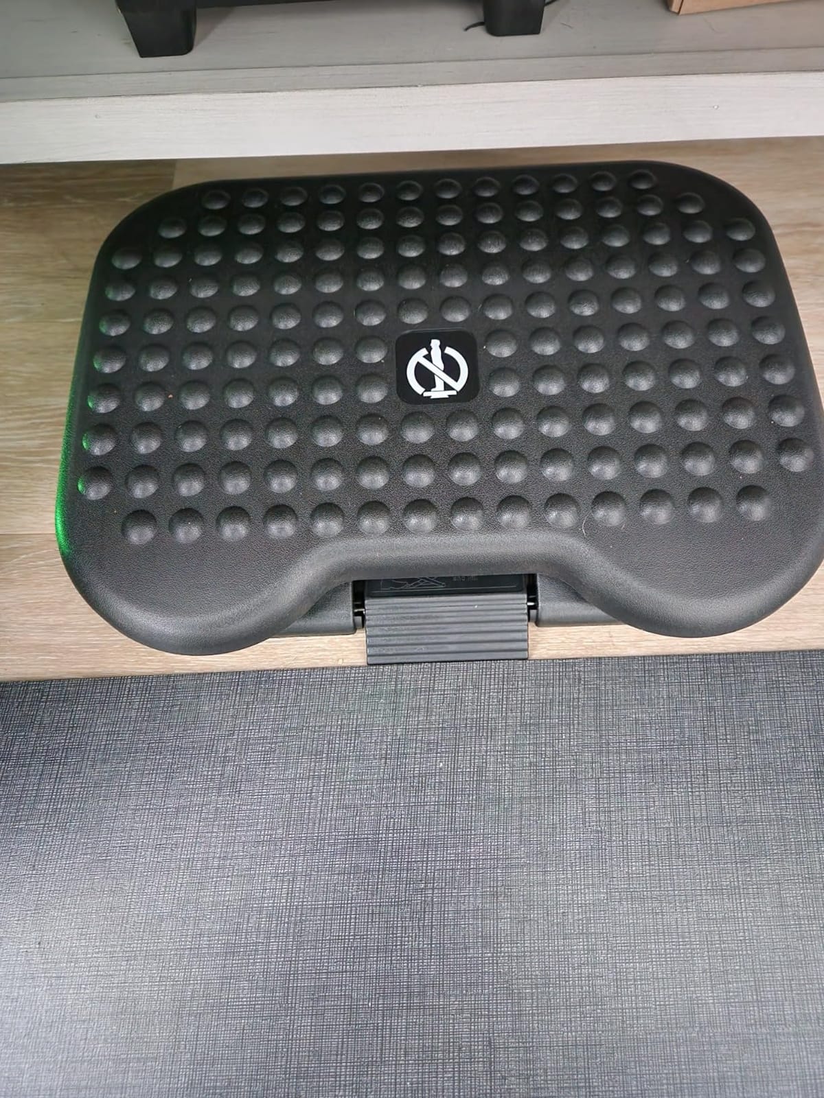 HUANUO Adjustable Foot Rest for Under Desk with Massage Surface and Tilt | 3 height positions, large non-skid platform, pre-assembled foot stool for work, study and home office, ergonomic leg support customer photo 1
