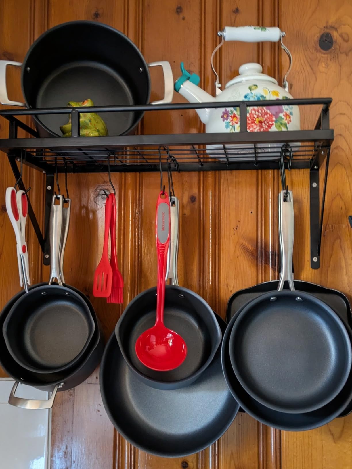 KES 30-Inch Kitchen Pan Pot Rack Wall Mounted, Hanging Storage Organizer | 88 Lbs Capacity, Wall Shelf with 12 Sturdy Hooks, 16-Inch Stud Mount, Matte Black, KUR215S75A-BK customer photo 2