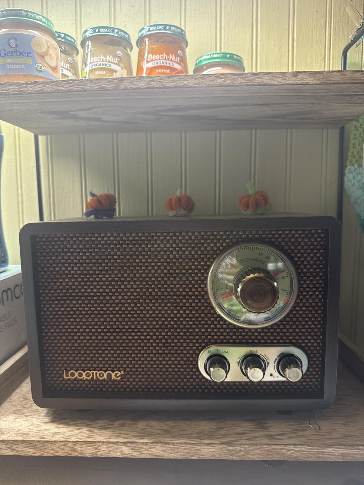 LoopTone FM AM Radio Retro Wood Radio with Bluetooth Play Mp3 and Antenna Built in Speaker for Kitchen Living Room Coffee customer photo 1