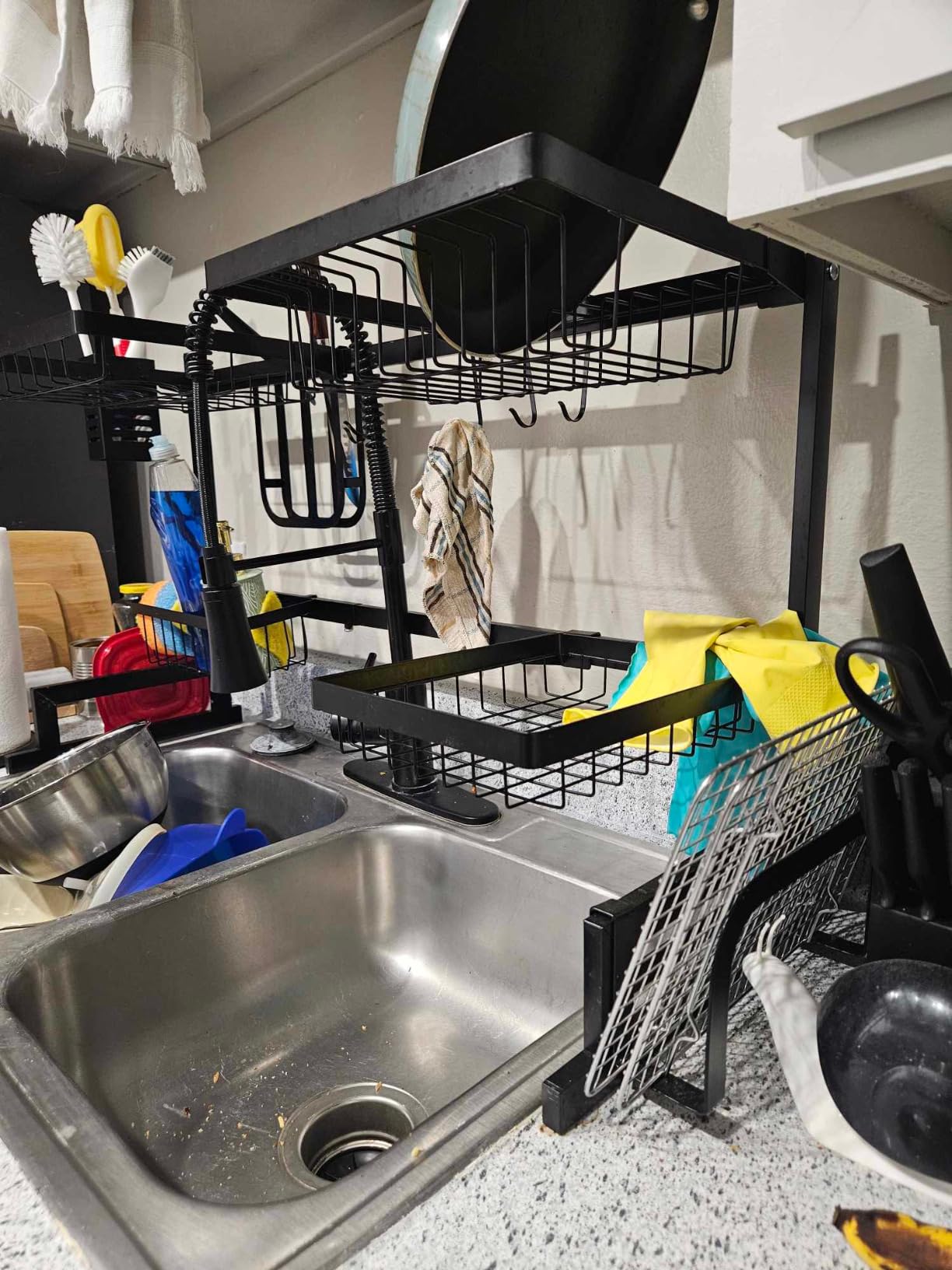 KES 30-Inch Kitchen Pot Rack - Mounted Hanging Rack for Kitchen Storage and Organization - Matte Black 2-Tier Wall Shelf with Guard Rail for Pots and Pans Organizer with 12 Hooks - KUR215S75B-BK customer photo 1