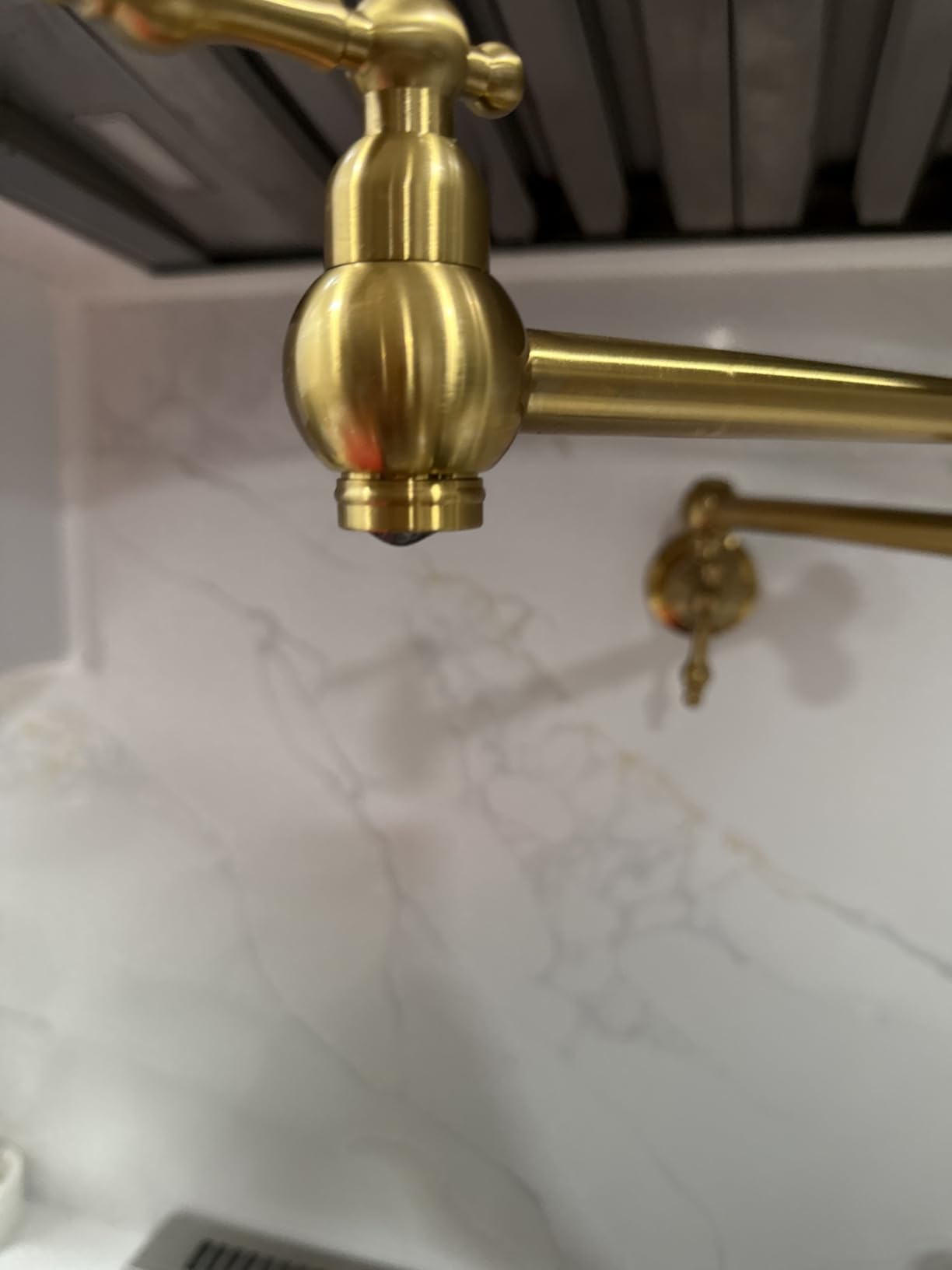 Pot Filler Faucet Brushed Nickel - WOWOW Solid Brass Pot Filler Wall-Mounted Pasta Faucet with Double Joint Swing Arm for Kitchen Over Stove customer photo 1
