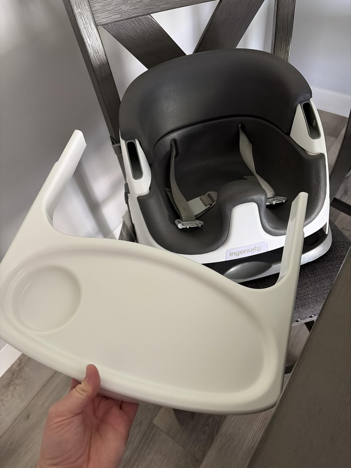 Ingenuity Baby Base 2-in-1 Booster Feeding and Floor Seat with Self-Storing Tray - Slate customer photo 2