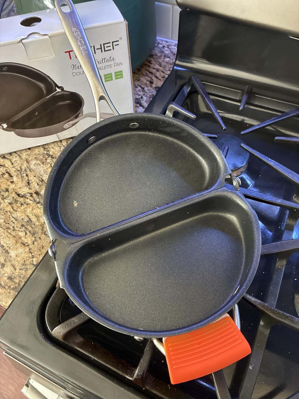 TECHEF - Frittata and Omelette Pan, Nonstick Double Sided Folding Egg Pan, Made in Korea (PFOA Free) (Black) customer photo 1
