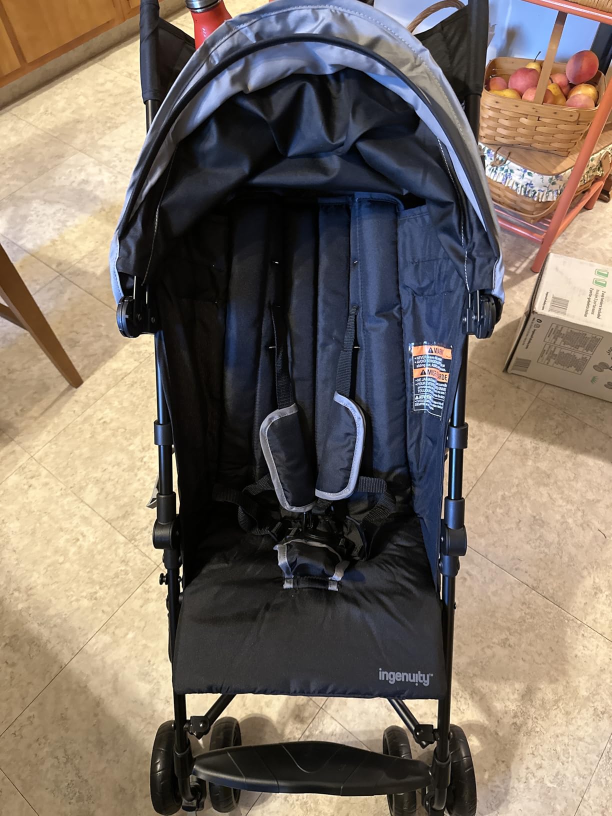 Ingenuity 3D Mini Convenience Stroller – Lightweight Stroller with Compact Fold, Multi-Position Recline, Canopy with Pop Out Sun Visor and More – Umbrella Stroller for Travel and More, Gray customer photo 2