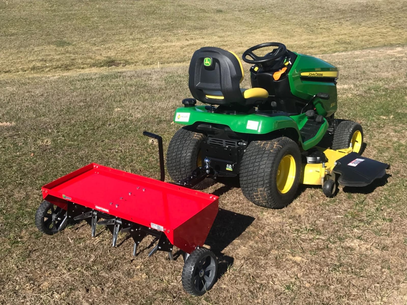 Craftsman 40 Inch Tow Behind Lawn Plug Aerator with 24 Galvanized Steel Coring Points and 140 lb Weight Tray customer photo 2