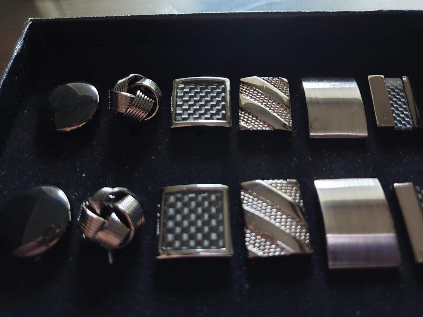 FIBO STEEL Cufflinks for Men Classic Tone Black Cuff Links Set customer photo 2