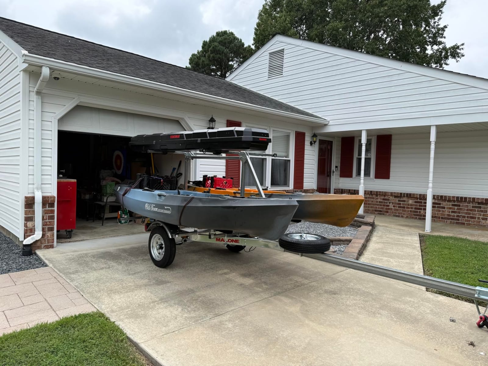 Malone MPG464-LBB MicroSport LowBed 2 Kayak Trailer with 2 Bunk Kayak Carriers & Spare Tire | 20' / 800 lbs Capacity | Fully Submersible | 22